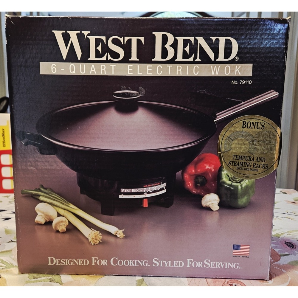 West Bend Electric Wok 6 Qt Tempura/Steaming Rack Model 79110 USA Vintage 1992